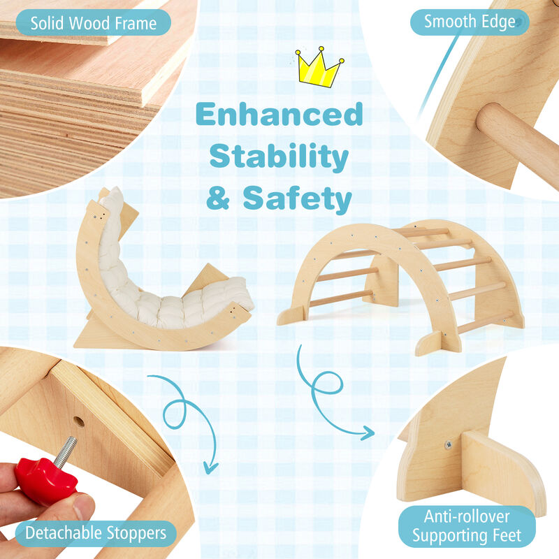 6 in 1 Kids Climbing Arch Playset wIth Removable Cushion and Stoppers