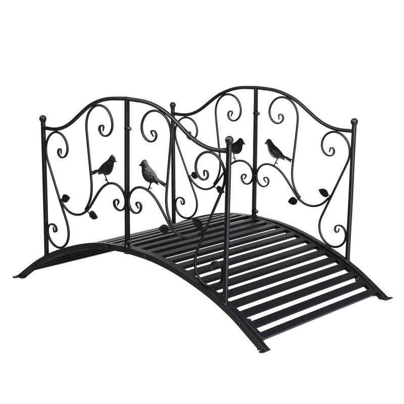 Stylish Courtyard Iron Handrail with Arched Design and Bird Motif