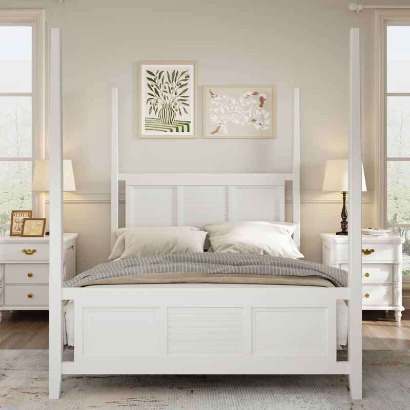 Merax Traditional Solid Wood Four Poster Canopy Bed