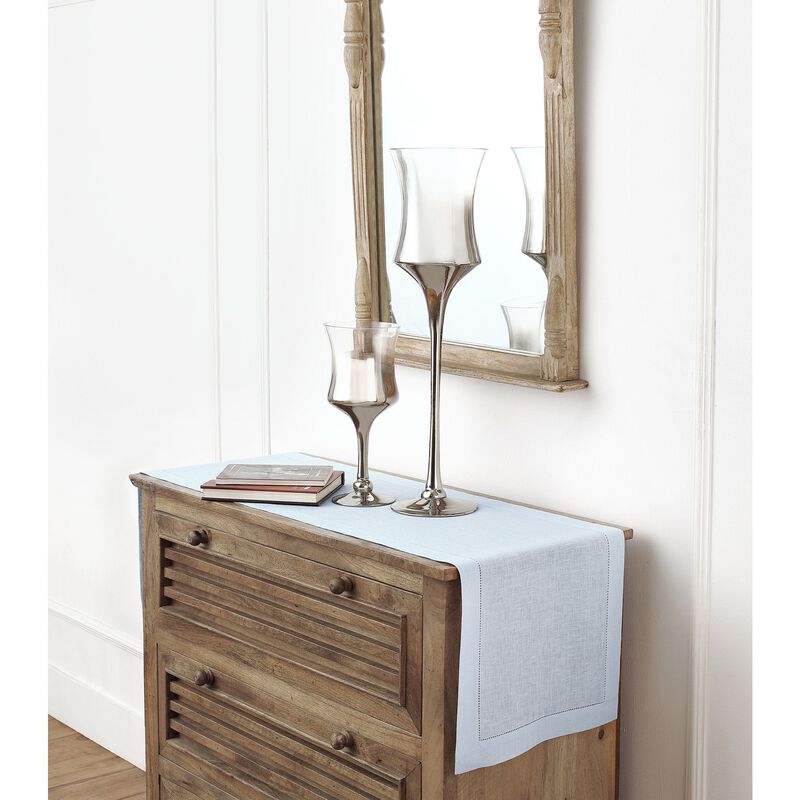 Solino Home 100% Pure Linen Table Runner | Classic Hemstitch for Thanksgiving, Christmas