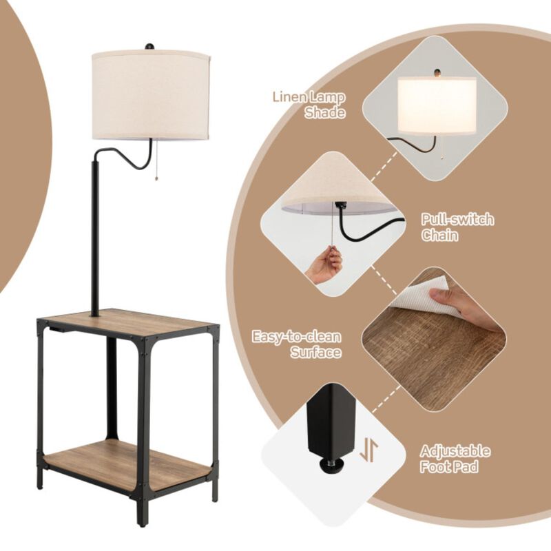 Hivvago 360Â° Rotatable Floor Lamp with End Table and USB Charging Ports