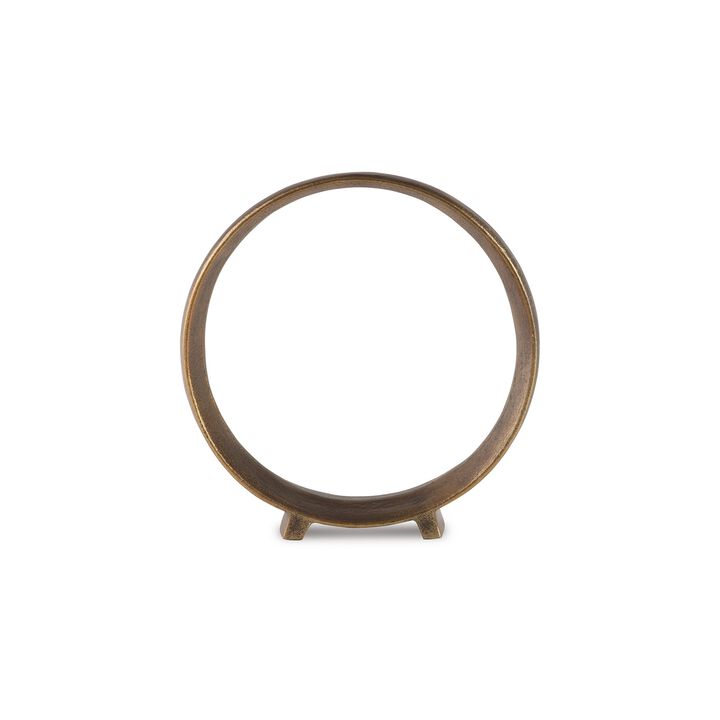 Dalie Sculpture, Round Metal Accent Tabletop Size, 12 Inch, Bronze - Benzara