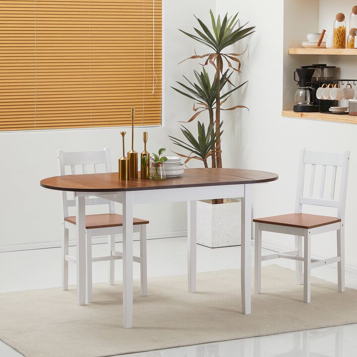 Natural Finish Dining: 55" Extendable Round Table with Drop Leaf