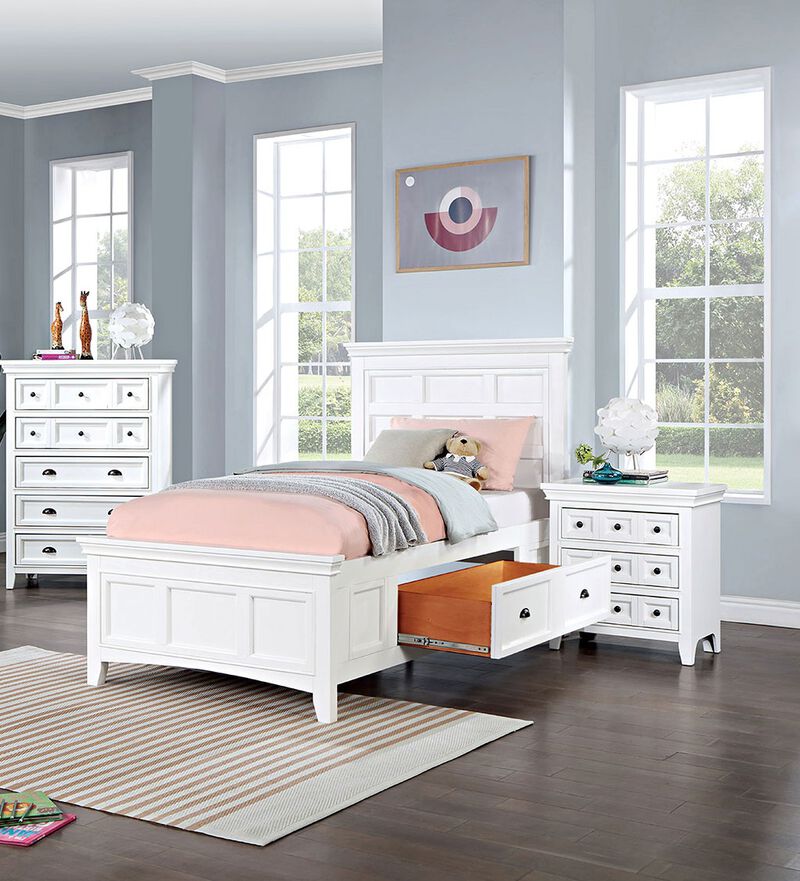 Streamdale Transitional Style White Color Solid Wood 1 Piece Nightstand Only