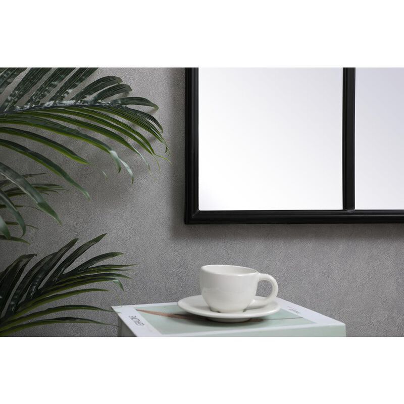 Elegant Decor Metal windowpane mirror 36 inch x 53 inch in Black