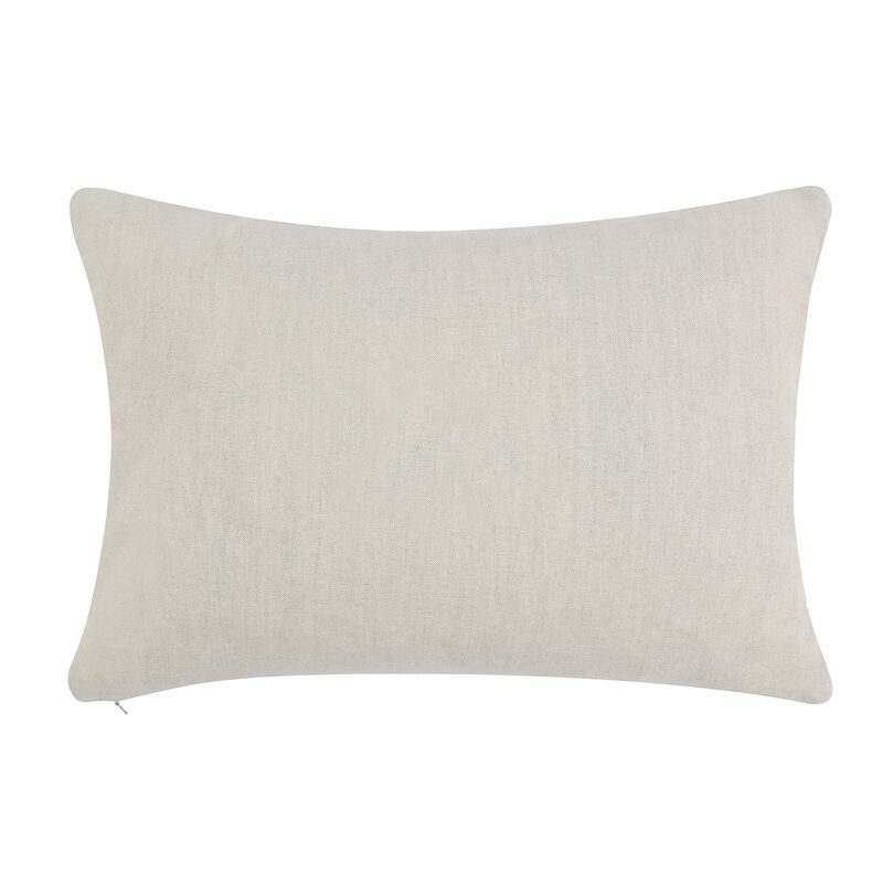 Alty Lumbar Throw Pillow, 14x20 Inch Ivory Woven Jute Design, Feather - Benzara