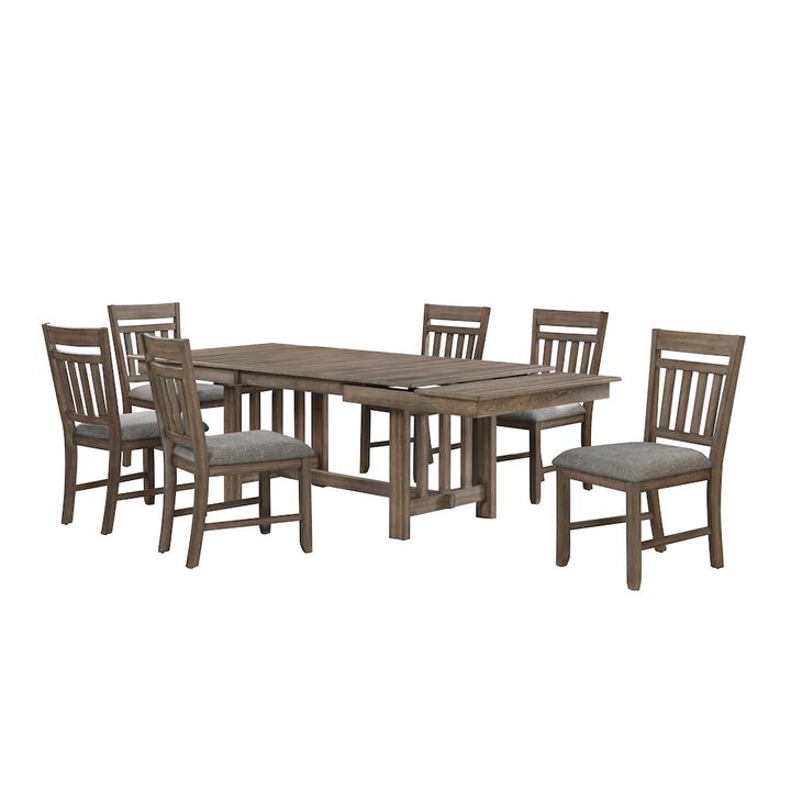 New Classic Furniture Harrisburg 7-Piece Wood Dining Set, Walnut