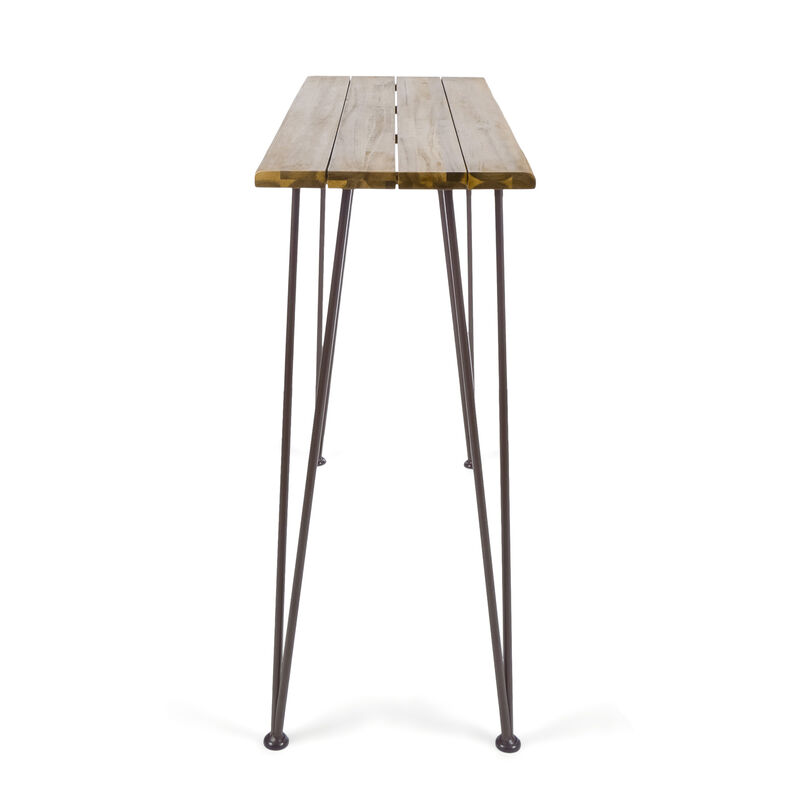 Chic Industrial Teak Acacia Wood Outdoor Bar Table