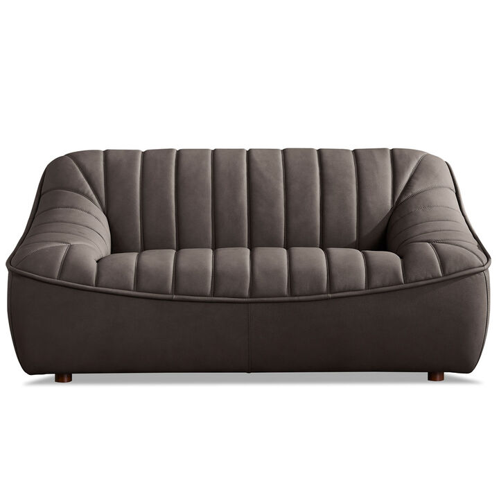 Snug Top Grain Leather Loveseat