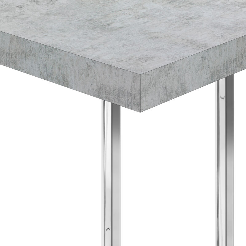 Monarch Specialties I 3639 Accent Table, C-shaped, End, Side, Snack, Living Room, Bedroom, Metal, Laminate, Grey, Chrome, Contemporary, Modern