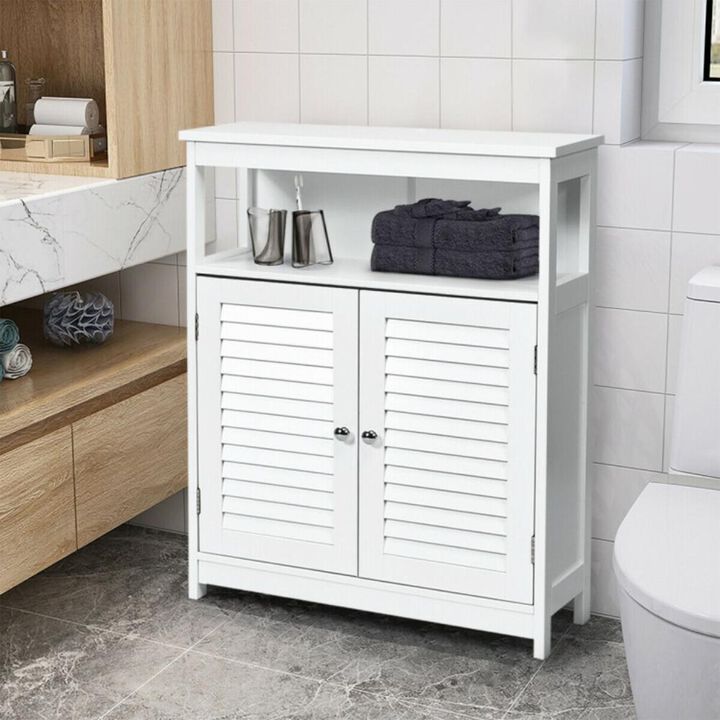 Hivvago Wood Freestanding Bathroom Storage Cabinet with Double Shutter Door