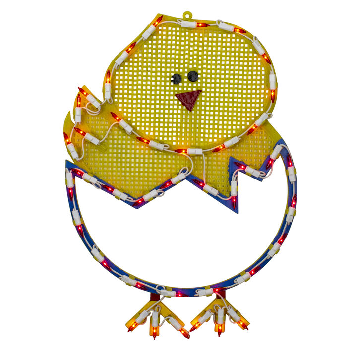 17" Lighted Hatching Baby Chick in Egg Easter Window Silhouette