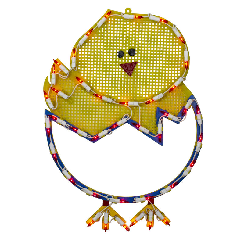 17" Lighted Hatching Baby Chick in Egg Easter Window Silhouette