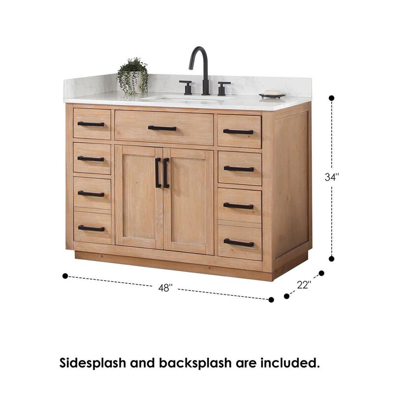 Altair 48 Single Bathroom Vanity in Light Brown with Mirror