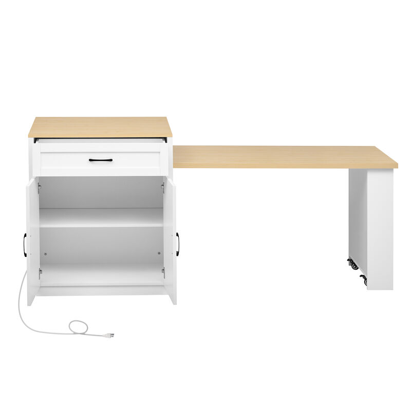Merax Kitchen Island with Extendable Dining Table
