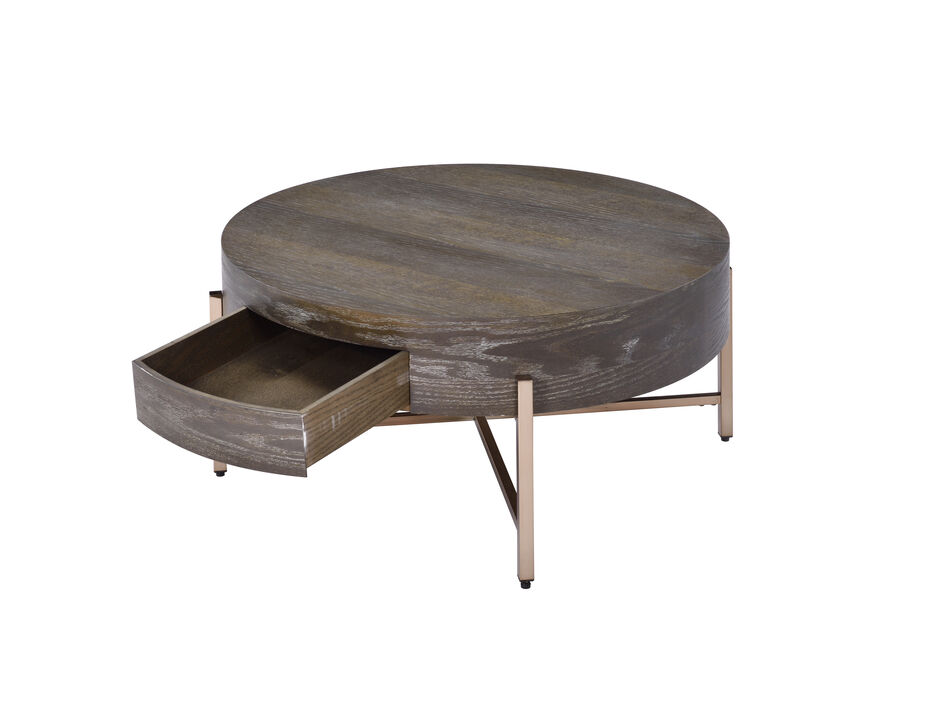 ACME Weyton Coffee Table, Dark Oak & Champagne