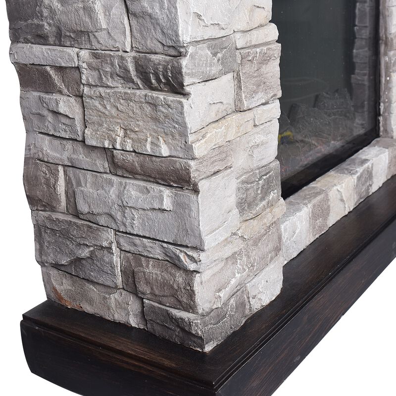 FESTIVO 40-inch Faux Stone Freestanding Electric Fireplace with LED strip