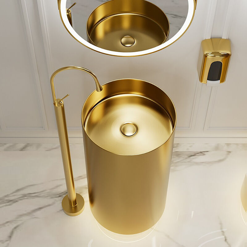 Deluxe stainless steel column basin Gold