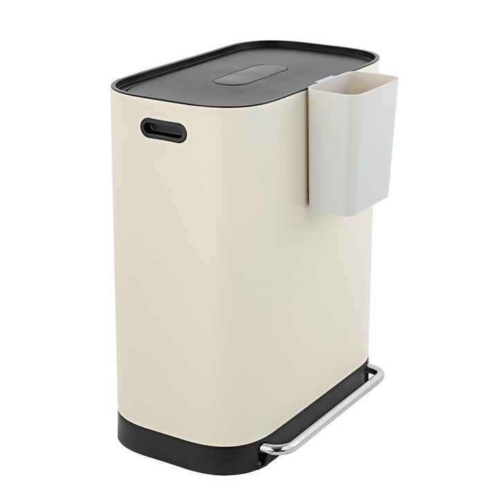 Beni Kitchen Trash/Recycling Double-Bucket Step-Open Trash Can with Liners