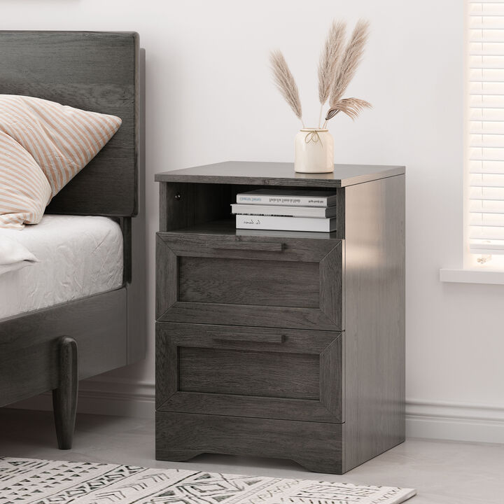 Streamdale Charming Rustic Nightstand with Faux Wood Finish for Earthy Ambiance