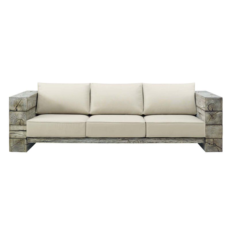 Modway - Manteo Rustic Coastal Outdoor Patio Sunbrella®  Sofa Light Gray Beige