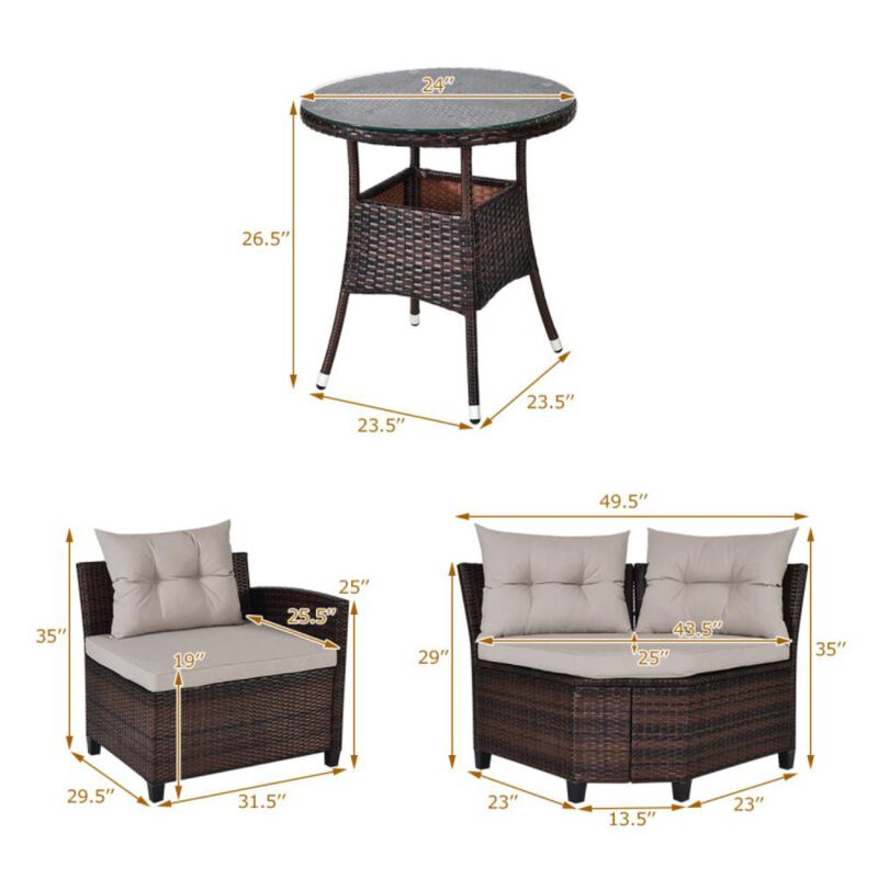 Hivvago 4 Pieces Outdoor Cushioned Rattan Furniture Set