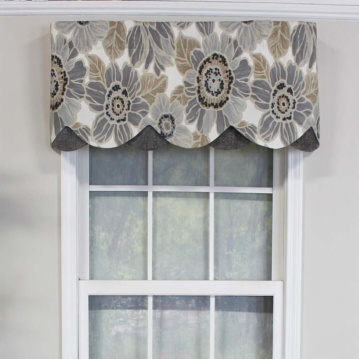RLF Home Verona Petticoat Modern Premium Design Printed Valance 3" Rod Pocket 50" x 15" Sand/Gray