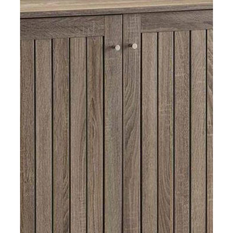 Sophisticated Wooden Shoe Cabinet, Gray-Benzara