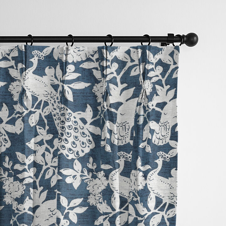 6ix Tailors Fine Linens Lark Navy Pinch Pleat Drapery Panel Pair