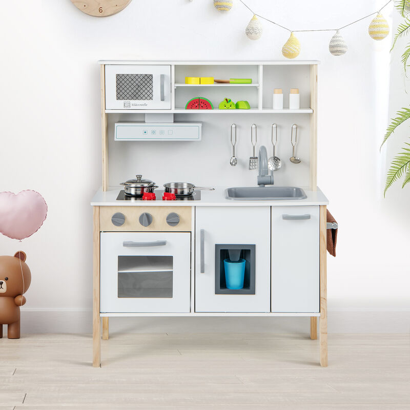 Wooden Pretend Play Kitchen Set for Toddlers – Interactive Toy Kitchen with Accessories