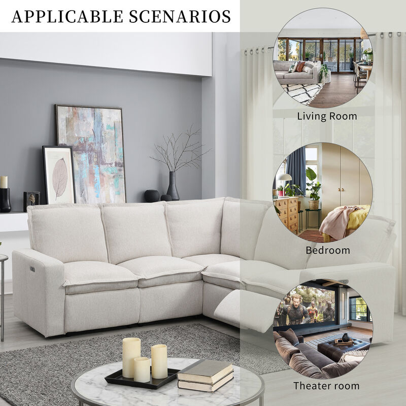 Merax Power Recliner Linen Sofa with USB Port for Living Room