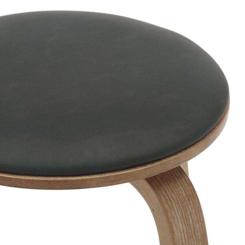 LeisureMod Pelya Modern Swivel Counter Stool Upholstered in Leather in Taupe