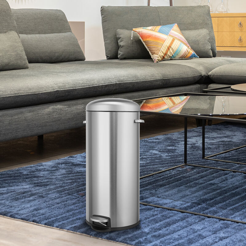 8 Gallon Stainless Steel Round Kitchen Step Trash Can