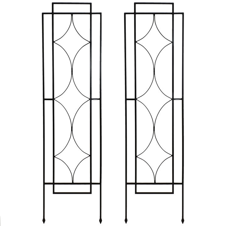 Sunnydaze Steel Chic Diamonds Garden Plant Support Trellis - Set of 2