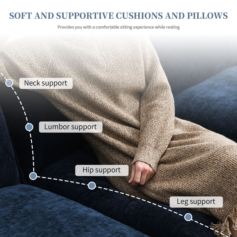 Merax 5-seat Upholstered Cloud Sofa with Double Seat Cushions