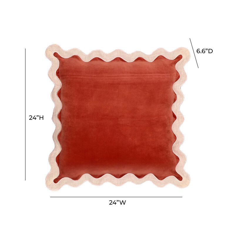 Scalloped Edge Magenta and Pink Cotton Velvet Throw Pillow