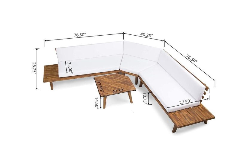 Merax Outdoor Patio Sofa  with  1 Coffee Table Set