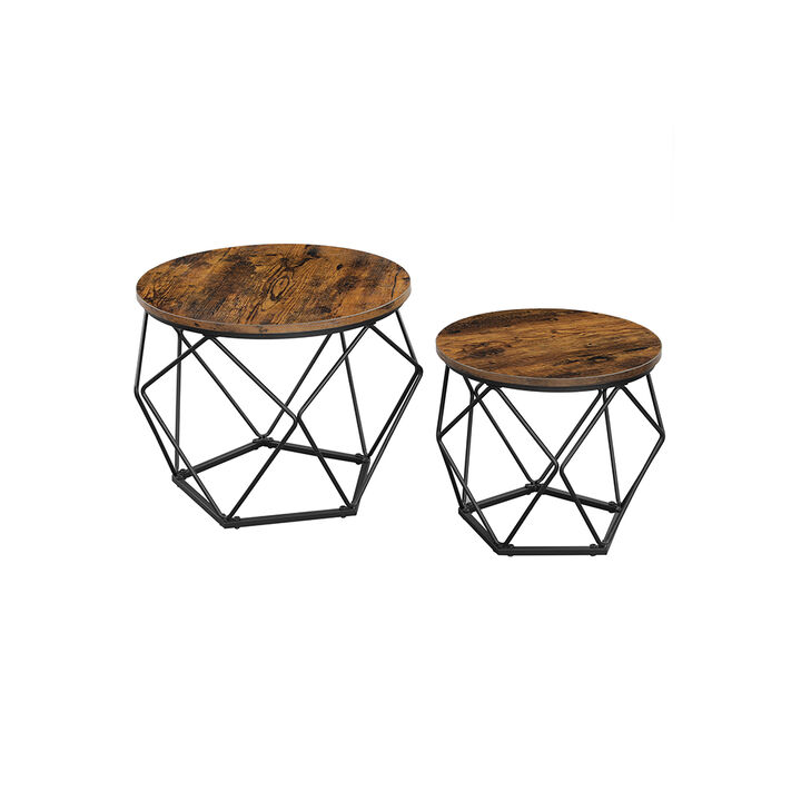 Modern Coffee & End Tables Set of 2 Steel Frame, Ideal for Living Room, Bedroom, Office