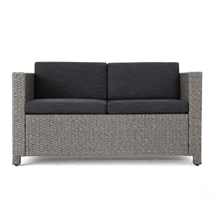 Merax PE Rattan Outdoor Loveseat Sofa