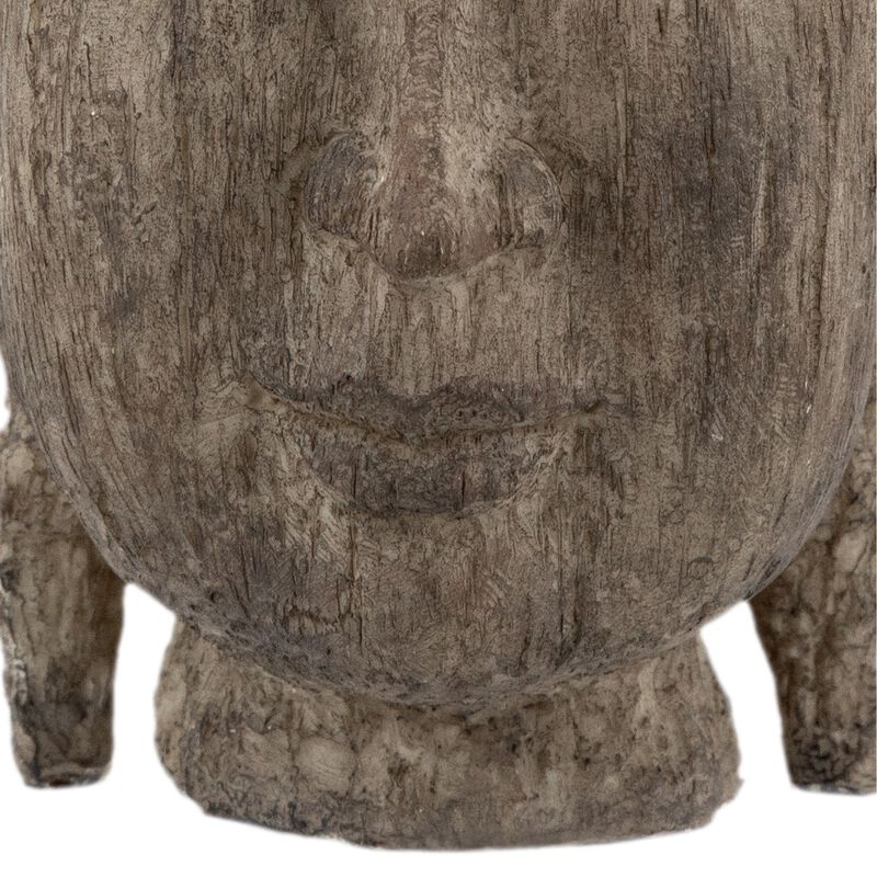 12 Inch Buddha Head Sculpture, Calming Accent Decoration, Polyresin, Brown-Benzara
