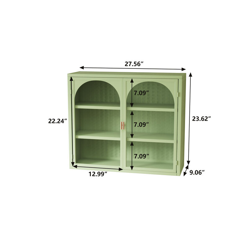 Modern Wall Cabinet with Woven Pattern Glass Doors