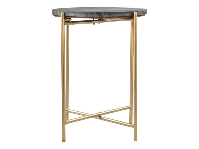 David Side Table Gray & Gold