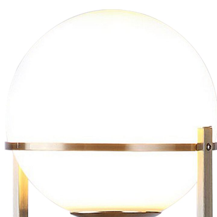 Jim 22 Inch Table Lamp, LED Light, Metal Body, Modern Globe Shade, Brass-Benzara