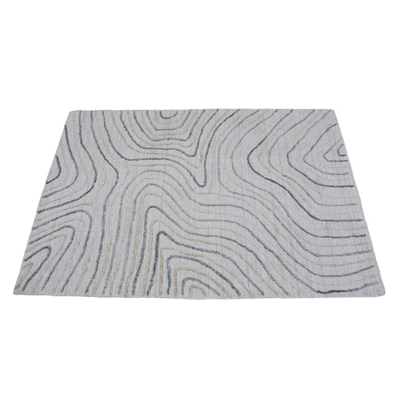 RUGSOTIC CARPETS HAND WOVEN FLAT WEAVE KILIM POLYESTER ECO-FRIENDLY AREA RUGS  - 3'x5', Rectangle Shape, Beige Multicolor Color, Abstract Modern Design, Low Pile  Handmade Area Rugs (DP0001)