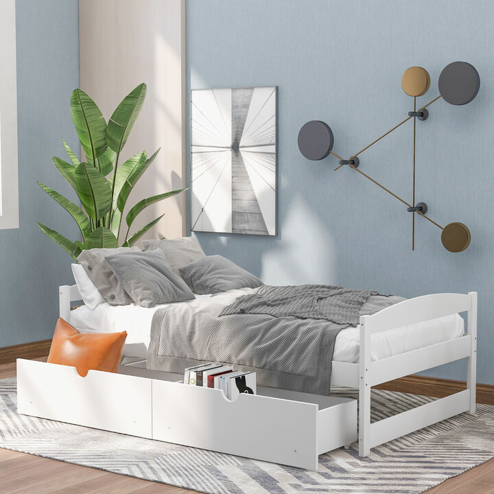 Twin Size Platform Bed, with Two Drawers