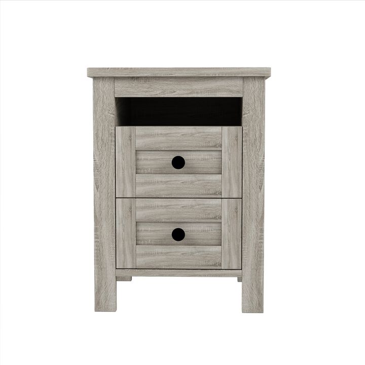 Merax 2-Drawer Farmhouse Wooden Nightstand