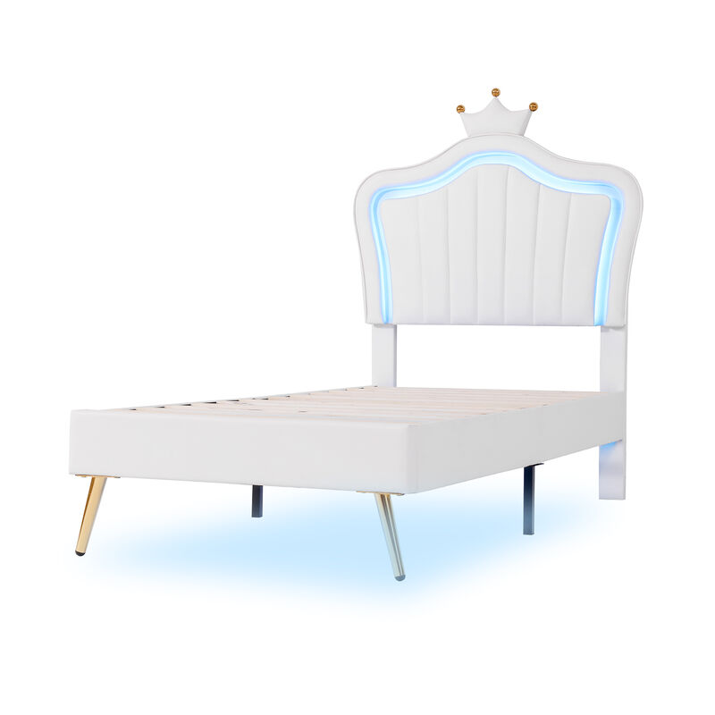 Merax Modern Princess Bed With Crown Headboard