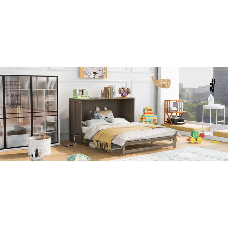 Queen Size Murphy Bed With Built-In Charging Station