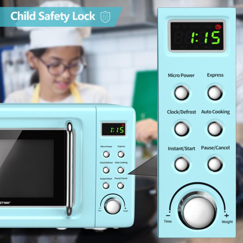 Costway 700W Retro Countertop Microwave Oven with 5 Micro Power and Auto Cooking Function
