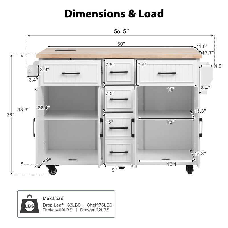 Merax Vertical Stripe Rolling Kitchen Cart on Wheels